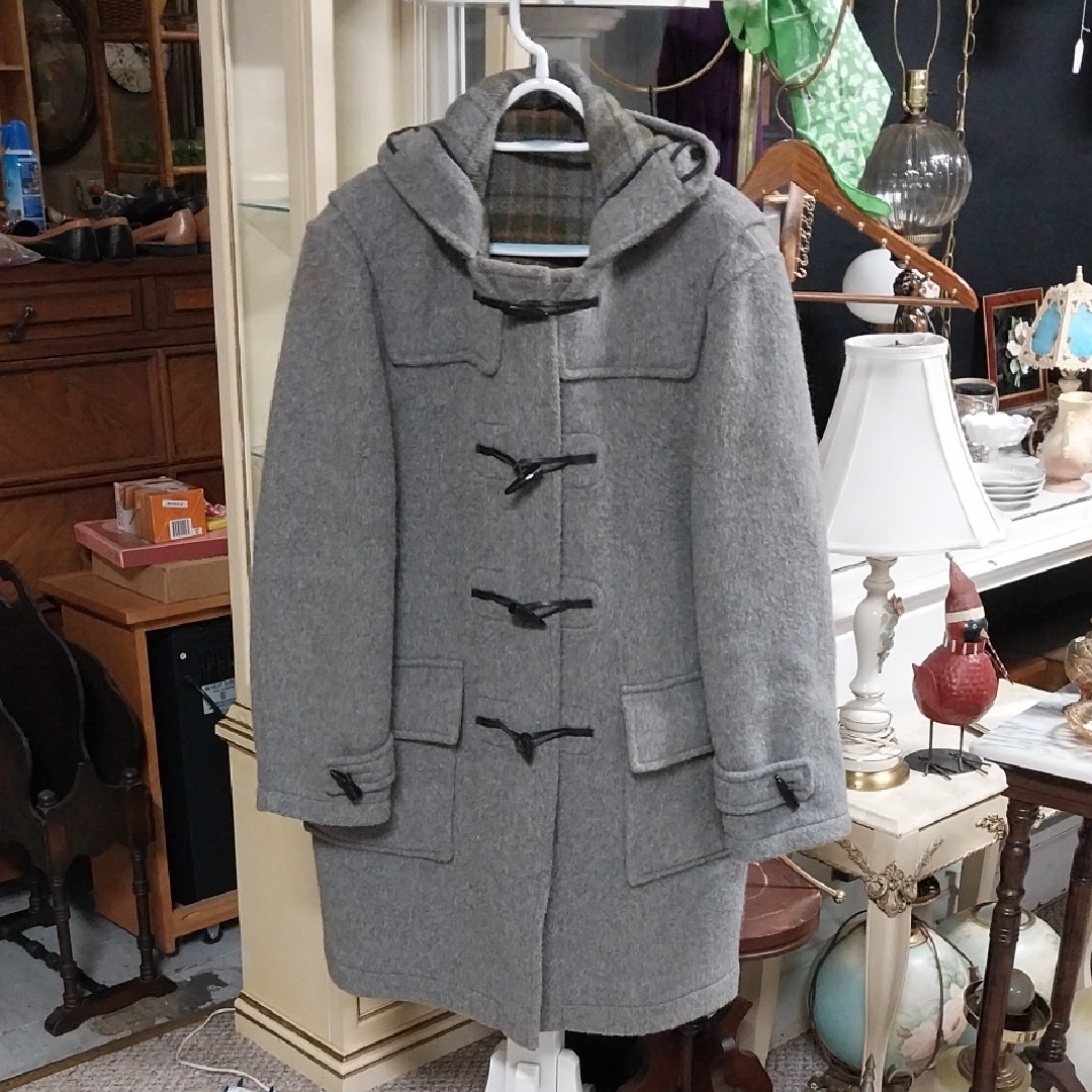 Vintage Brooks Brothers Gray Coat With Green And Brown Plaid Lining